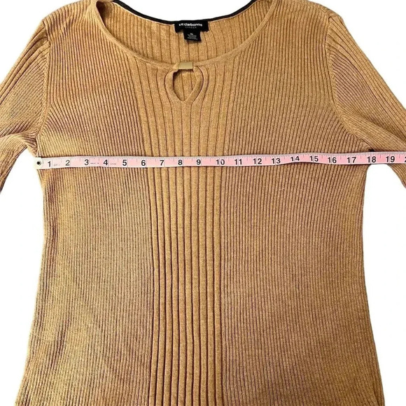Liz Claiborne Women's XL Brown Pullover Sweater Keyhole Neck Casual - Picture 3 of 8